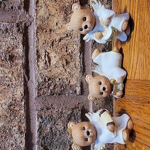 Vintage Homco Angelic 3 Pc Bear Christmas Ornaments